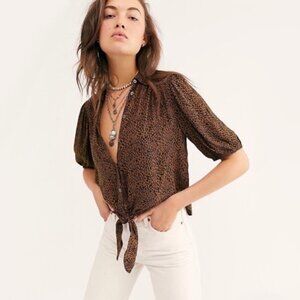 Free People Leopard Print Blouse